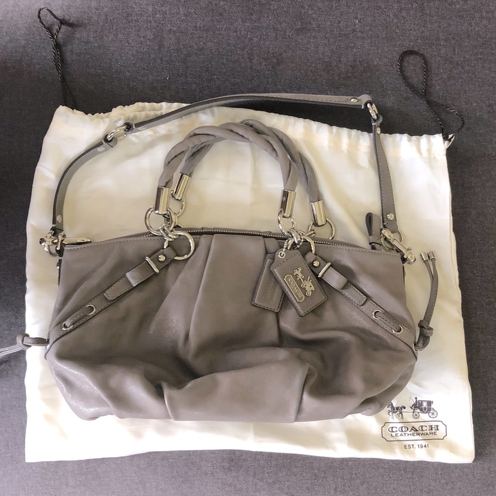 Coach Grey Iridescent Pleated Leather Sophia Madison Satchel